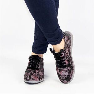 Alegria Black and Pink Floral Sneakers